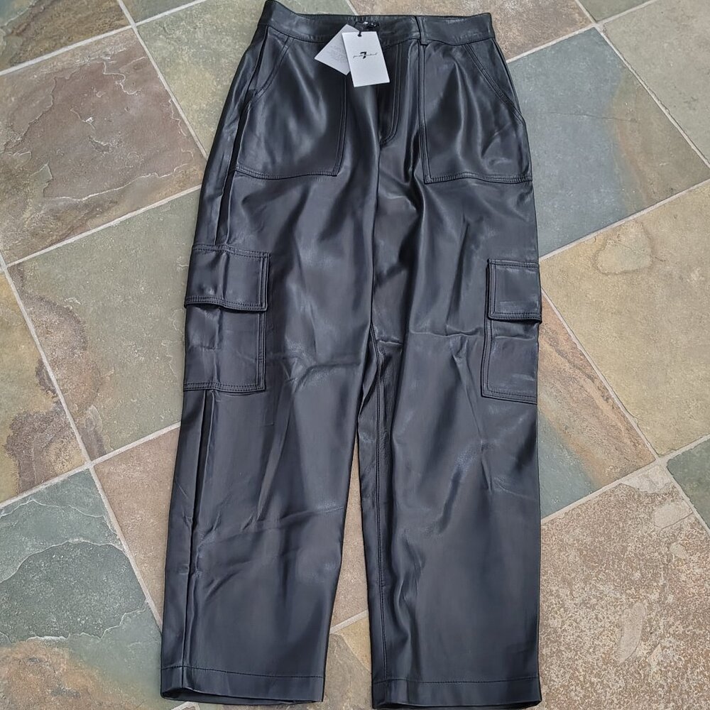 New 7 For All Mankind Black Leather Pants High waist